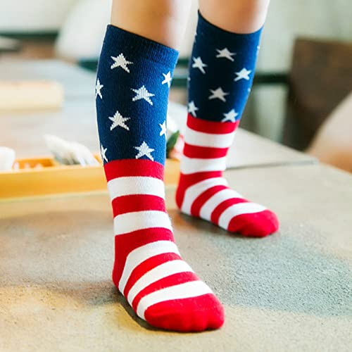 SYIDINZN USA Flag Kids Socks Star Socks Knee High Sock for Boys Girls Baby Toddler Child - 47