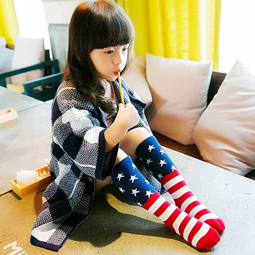 SYIDINZN USA Flag Kids Socks Star Socks Knee High Sock for Boys Girls Baby Toddler Child - 48