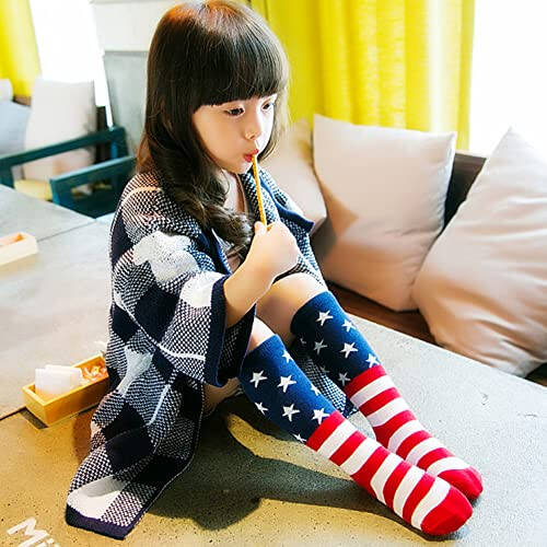 SYIDINZN USA Flag Kids Socks Star Socks Knee High Sock for Boys Girls Baby Toddler Child - 34