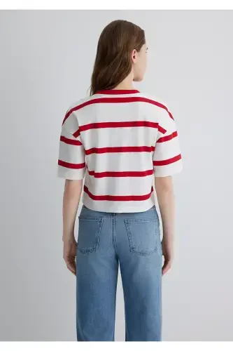 Sylvester Baskılı Kırmızı Tişört Crop / Kısa Kesim 1613350-85422 - 4