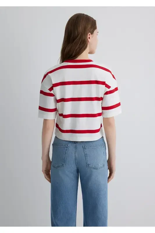 Sylvester Baskılı Kırmızı Tişört Crop / Kısa Kesim 1613350-85422 - 4