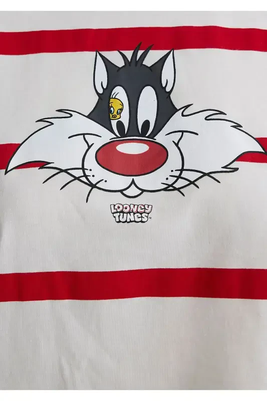 Sylvester Baskılı Kırmızı Tişört Crop / Kısa Kesim 1613350-85422 - 6