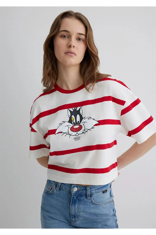 Sylvester Printed Red T-Shirt Crop / Short Cut - MAVI