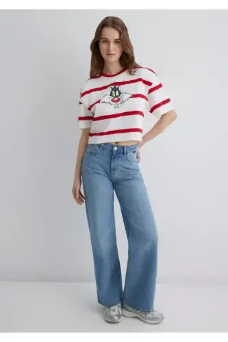 Sylvester Printed Red T-Shirt Crop / Short Cut - MAVI (1)