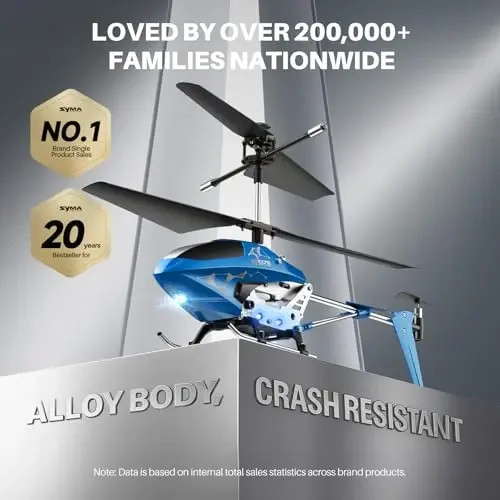 SYMA Masofaviy Boshqarishli Vertolyot, S107H-E Samolyot, Balandlikni Ushlash, Bitta Tugma bilan Uchirish/Qondirish, 3,5 Kanal, Giro Stabilizator va Yuqori va Past tezlik, Bolalar va Boshlang'ich uchun Ichki Uchish uchun LED Chiroq, Ko'k - 5