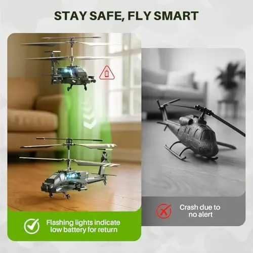SYMA RC Helicopters, S51H Remote Control Helicopter 2.4GHz Military Army Helicopter Toys for Boys Girls Kids with Altitude Hold, One Key Take Off/Landing, LED Light, Low Battery Reminder - 4
