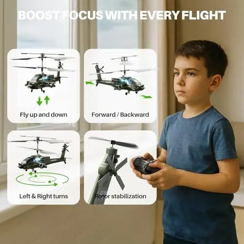 SYMA RC Helicopters, S51H Remote Control Helicopter 2.4GHz Military Army Helicopter Toys for Boys Girls Kids with Altitude Hold, One Key Take Off/Landing, LED Light, Low Battery Reminder - 5
