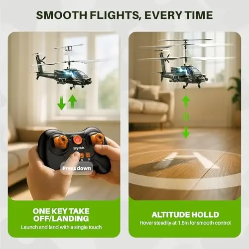 SYMA RC Helicopters, S51H Remote Control Helicopter 2.4GHz Military Army Helicopter Toys for Boys Girls Kids with Altitude Hold, One Key Take Off/Landing, LED Light, Low Battery Reminder - 6