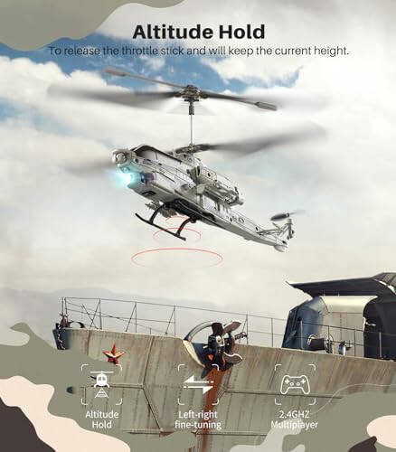 SYMA RC Helicopter, S55H Military Remote Control Helicopters with Realistic Design, Low Battery Reminder, One Key Take Off/Landing, Auto Hovering, Cool Toy for Boys Girls - 4