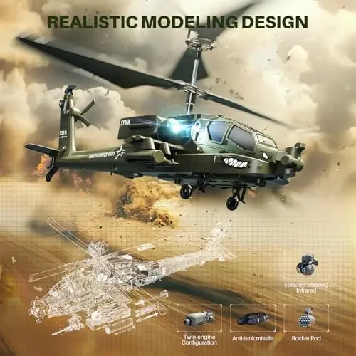 SYMA RC Helicopters, S51H Remote Control Helicopter 2.4GHz Military Army Toys for Boys Girls Kids with Altitude Hold, One Key Take Off/Landing, LED Light, Low Battery Reminder - SYMA (1)
