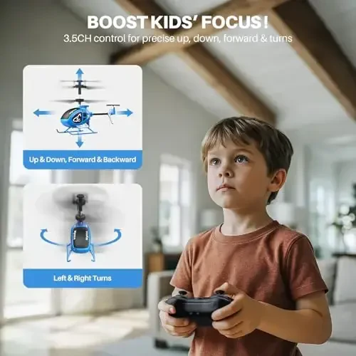 SYMA Remote Control Helicopter, 3.5 Channel RC Helicopters for Kids and Adults, Micro Indoor Aircraft with Gyro, Altitude Hold, One Key Start and Rechargeable Battery, Blue - 4