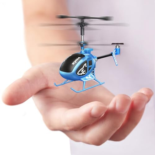 SYMA Remote Control Helicopter, 3.5 Channel RC Helicopters for Kids and Adults, Micro Indoor Aircraft with Gyro, Altitude Hold, One Key Start and Rechargeable Battery, Blue - 1