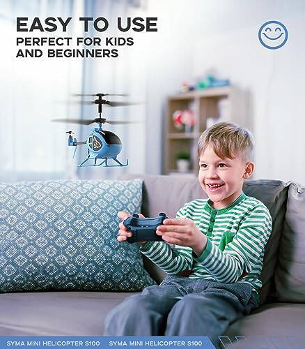 SYMA Remote Control Helicopter, 3.5 Channel RC Helicopters for Kids and Adults, Micro Indoor Aircraft with Gyro, Altitude Hold, One Key Start and Rechargeable Battery, Blue - 3