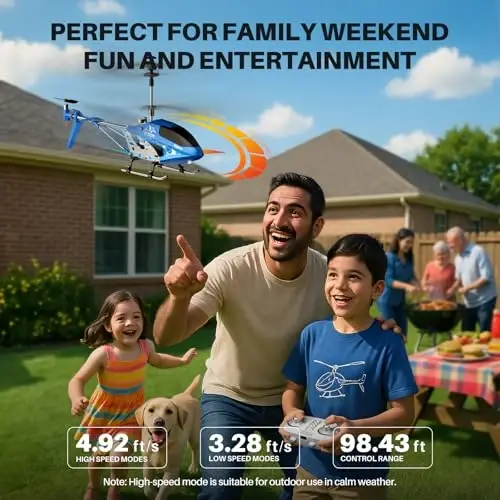 SYMA Remote Control Helicopter, S107H-E Aircraft with Altitude Hold, One Key take Off/Landing, 3.5 Channel, Gyro Stabilizer and High &Low Speed, LED Light for Indoor to Fly for Kid and Beginner Blue - 4