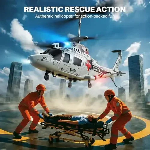 SYMA Remote Control Helicopter - S53H Rescue RC Helicopter with Upgraded Protection System, Lifelike Simulation, Easy to Fly and Altitude Hold, Educational Toy & Gift for Boys Girls Beginners - 3