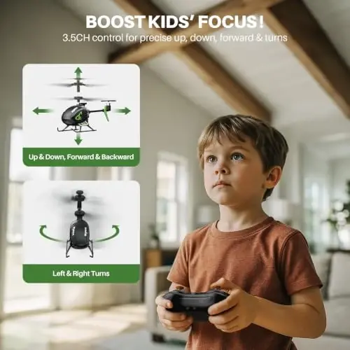 SYMA S100 Mini RC Helicopter for Kids, Indoor Flying, Altitude Hold, Black | Compact Design, 3.5-channel Control and 5–7 Min Flight Time for Beginner Practice in Bedrooms, Playrooms and Small Spaces - 5