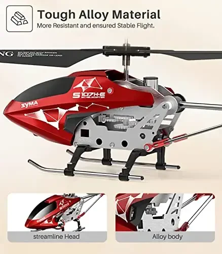 SYMA S107H-E bolalar uchun RC vertolyoti 8-12, balandlikni ushlab turuvchi masofadan boshqarish vertolyoti, bir tugmani bosib uchish/qo'nish, 2 tezlik rejimi va 16 daqiqa parvoz vaqti uchun 2 batareya - 5