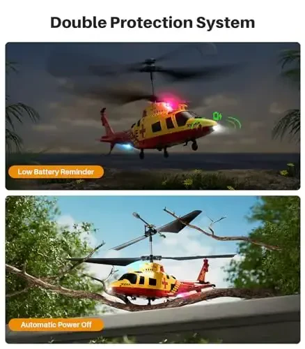 SYMA S53H Simulyatsiya Qutqaruv Dizaynli Masofadan Boshqariladigan Vertolyot, Bir Tugmani Uchirish, Balandlikni Saqlash, Batareya Zaryadi Kamligi Haqida Ogohlantirish, O'g'il bolalar va Havaskorlar uchun, 8.66x2.36x3.7 dyuym - 4