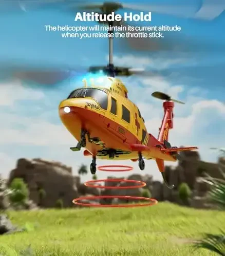 SYMA S53H Вертолет с дистанционным управлением с имитацией спасательной конструкции, взлет одной кнопкой, удержание высоты, предупреждение о низком заряде батареи, для мальчиков и энтузиастов, 22x6x9,4 см - 3