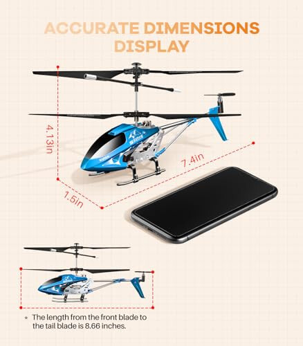 SYMA Uzaktan Kumandalı Helikopter, S107H-E Uçak, Yükseklik Sabitleme, Tek Tuşla Kalkış/İniş, 3.5 Kanal, Jiro Sabitleyici ve Yüksek/Düşük Hız, Çocuklar ve Başlangıç Seviyesi İçin Kapalı Alanlarda Uçmak İçin LED Işık, Mavi - 5