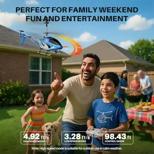 SYMA Remote Control Helicopter, S107H-E Aircraft with Altitude Hold, One Key take Off/Landing, 3.5 Channel, Gyro Stabilizer and High &Low Speed, LED Light for Indoor to Fly for Kid and Beginner Blue - 5