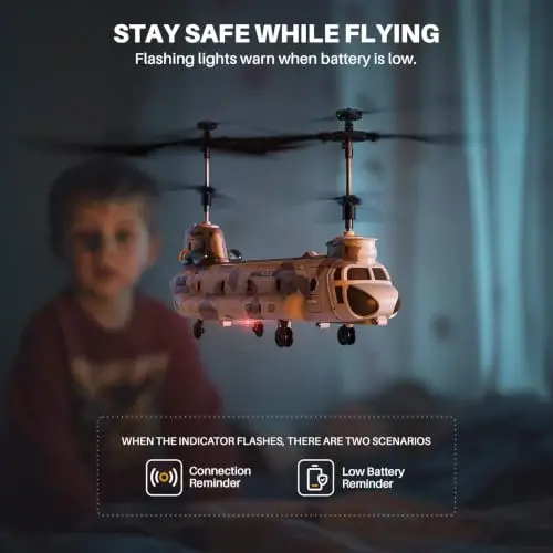 SYMA Uzaktan Kumandalı Helikopter, S52H Askeri Nakliye RC Helikopterleri Yükseklik Tutma, Tek Tuşla Kalkış/İniş, LED Işık, Düşük Pil Hatırlatıcısı, Çocuklar ve Askeri Hayranlar için Ordu Oyuncakları - 4