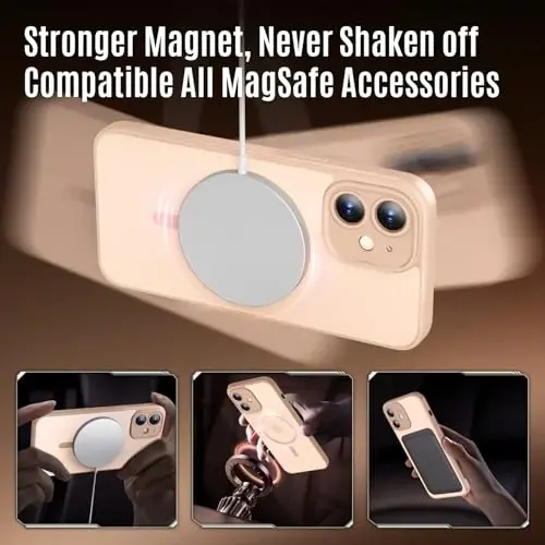 Symcele Designed for iPhone 12 Case, Compatible with MagSafe, with Privacy Screen Protectors X2, [Camera Protection] [15FT Military Drop Protection] Shockproof Phone Case, 6.1