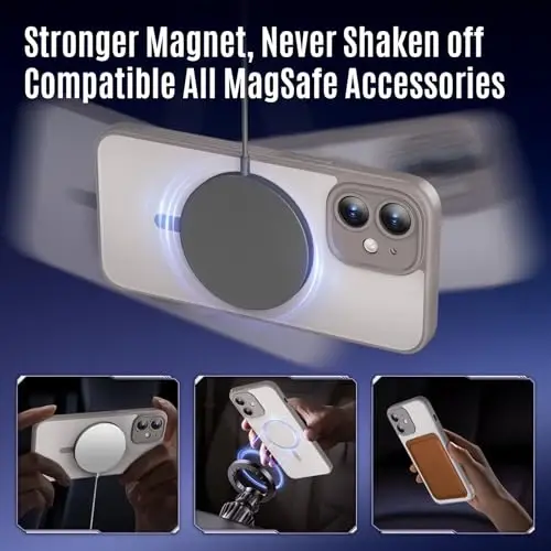 Symcele Designed for iPhone 12 Case, Compatible with MagSafe, with Privacy Screen Protectors X2, [Camera Protection] [15FT Military Drop Protection] Shockproof Phone Case, 6.1