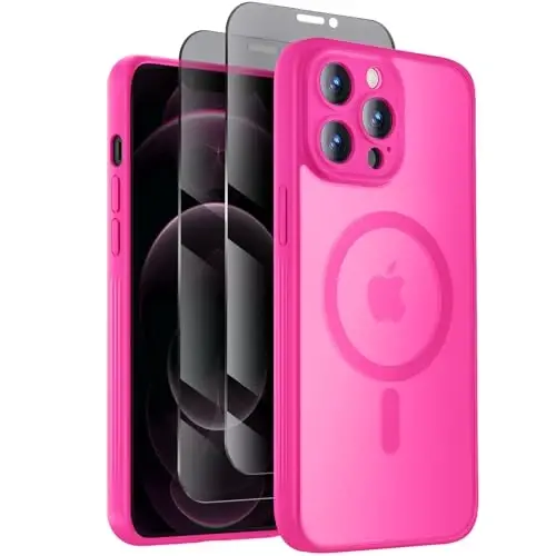 Symcele Designed for iPhone 12 Pro Case, Compatible with MagSafe, with Privacy Screen Protectors X2, [Camera Protection] [15FT Military Drop Protection] Shockproof Phone Case, 6.1