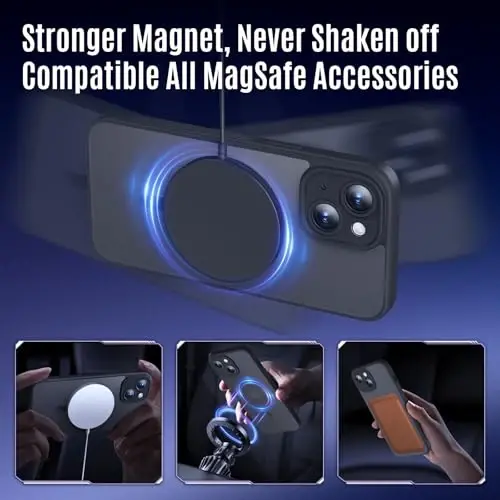 Symcele Designed for iPhone 13 Case, Compatible with MagSafe, with Privacy Screen Protectors X2, [Camera Protection] [15FT Military Drop Protection] Shockproof Phone Case, 6.1