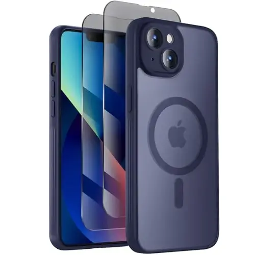 Symcele Designed for iPhone 13 Case, Compatible with MagSafe, with Privacy Screen Protectors X2, [Camera Protection] [15FT Military Drop Protection] Shockproof Phone Case, 6.1