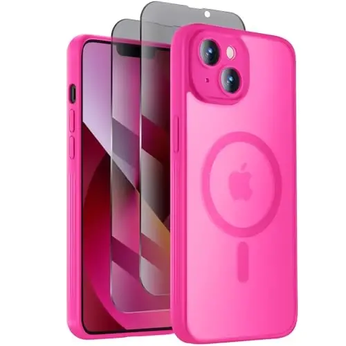 Symcele Designed for iPhone 13 Case, Compatible with MagSafe, with Privacy Screen Protectors X2, [Camera Protection] [15FT Military Drop Protection] Shockproof Phone Case, 6.1