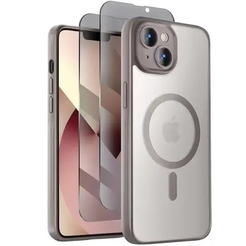 Symcele Designed for iPhone 13 Case, Compatible with MagSafe, with Privacy Screen Protectors X2, [Camera Protection] [15FT Military Drop Protection] Shockproof Phone Case, 6.1