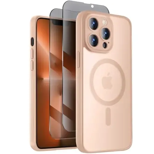 Symcele Designed for iPhone 13 Pro Case, Compatible with MagSafe, with Privacy Screen Protectors X2, [Camera Protection] [15FT Military Drop Protection] Shockproof Phone Case, 6.1