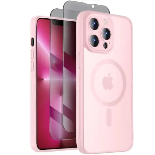 Symcele Designed for iPhone 13 Pro Case, Compatible with MagSafe, with Privacy Screen Protectors X2, [Camera Protection] [15FT Military Drop Protection] Shockproof Phone Case, 6.1