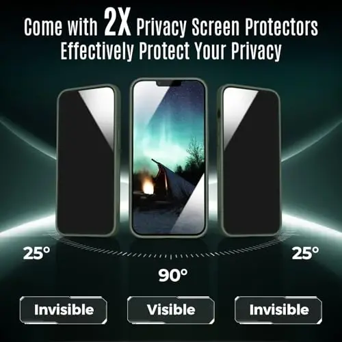 Symcele Designed for iPhone 13 Pro Max Case, Alpine Green | Compatible with MagSafe, with Privacy Screen Protectors X2, [Camera Protection] [15FT Drop Protection] Shockproof Case 6.7