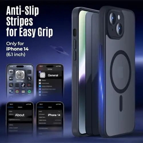 Symcele Designed for iPhone 14 Case, Compatible with MagSafe, with Privacy Screen Protectors X2, [Camera Protection] [15FT Military Drop Protection] Shockproof Phone Case, 6.1