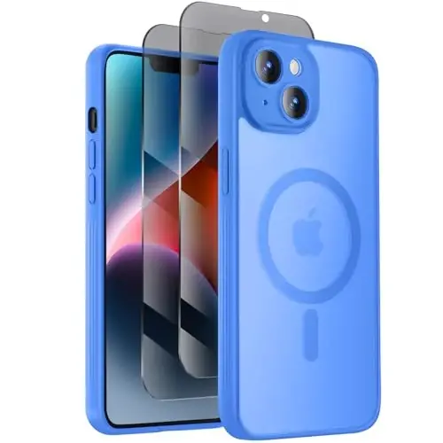 Symcele Designed for iPhone 14 Case, Compatible with MagSafe, with Privacy Screen Protectors X2, [Camera Protection] [15FT Military Drop Protection] Shockproof Phone Case, 6.1
