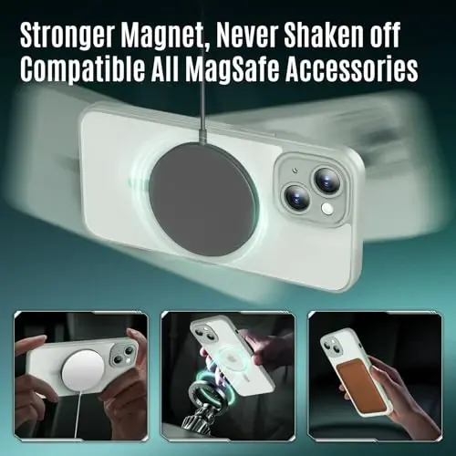 Symcele Designed for iPhone 14 Case, Compatible with MagSafe, with Privacy Screen Protectors X2, [Camera Protection] [15FT Military Drop Protection] Shockproof Phone Case, 6.1