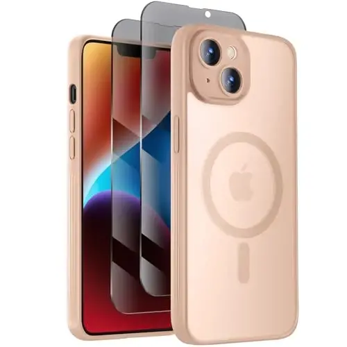 Symcele Designed for iPhone 14 Case, Compatible with MagSafe, with Privacy Screen Protectors X2, [Camera Protection] [15FT Military Drop Protection] Shockproof Phone Case, 6.1