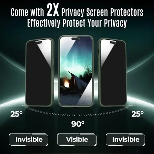 Symcele Designed for iPhone 14 Pro Case, Compatible with MagSafe, with Privacy Screen Protectors X2, [Camera Protection] [15FT Military Drop Protection] Shockproof Phone Case, 6.1