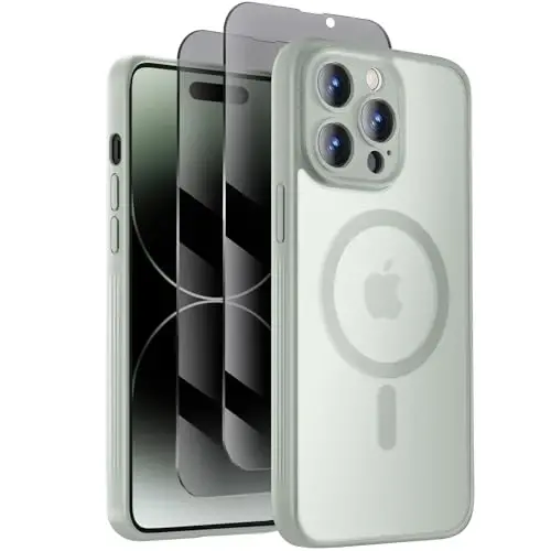 Symcele Designed for iPhone 14 Pro Case, Compatible with MagSafe, with Privacy Screen Protectors X2, [Camera Protection] [15FT Military Drop Protection] Shockproof Phone Case, 6.1