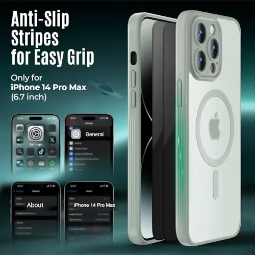 Symcele Designed for iPhone 14 Pro Max Case, Compatible with MagSafe, with Privacy Screen Protectors X2, [Camera Protection] [15FT Military Drop Protection] Shockproof Phone Case, 6.7