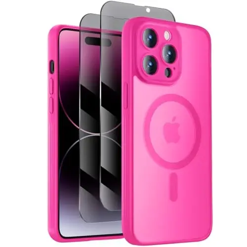 Symcele Designed for iPhone 14 Pro Max Case, Compatible with MagSafe, with Privacy Screen Protectors X2, [Camera Protection] [15FT Military Drop Protection] Shockproof Phone Case, 6.7