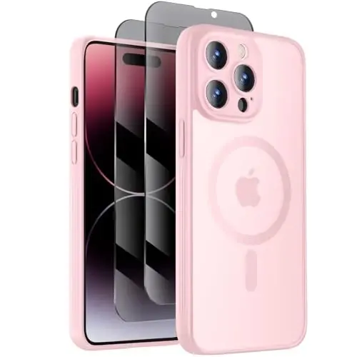 Symcele Designed for iPhone 14 Pro Max Case, Compatible with MagSafe, with Privacy Screen Protectors X2, [Camera Protection] [15FT Military Drop Protection] Shockproof Phone Case, 6.7