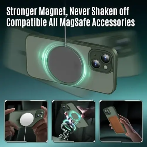 Symcele Designed for iPhone 15 Case, Compatible with MagSafe, with Privacy Screen Protectors X2, [Camera Protection] [15FT Military Drop Protection] Shockproof Phone Case, 6.1