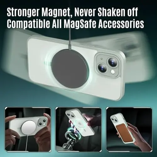 Symcele Designed for iPhone 15 Case, Compatible with MagSafe, with Privacy Screen Protectors X2, [Camera Protection] [15FT Military Drop Protection] Shockproof Phone Case, 6.1