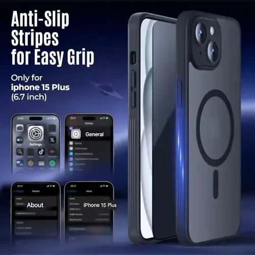 Symcele Designed for iPhone 15 Plus Case, Compatible with MagSafe, with Privacy Screen Protectors X2, [Camera Protection] [15FT Military Drop Protection] Shockproof Phone Case, 6.7