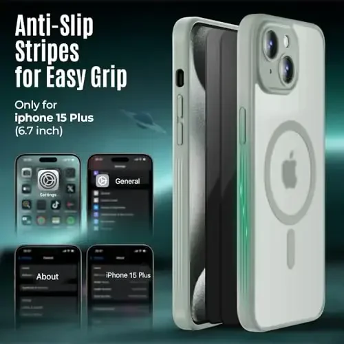 Symcele Designed for iPhone 15 Plus Case, Compatible with MagSafe, with Privacy Screen Protectors X2, [Camera Protection] [15FT Military Drop Protection] Shockproof Phone Case, 6.7