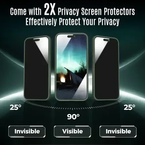 Symcele Designed for iPhone 15 Pro Max Case, Compatible with MagSafe, with Privacy Screen Protectors X2, [Camera Protection] [15FT Military Drop Protection] Shockproof Phone Case, 6.7